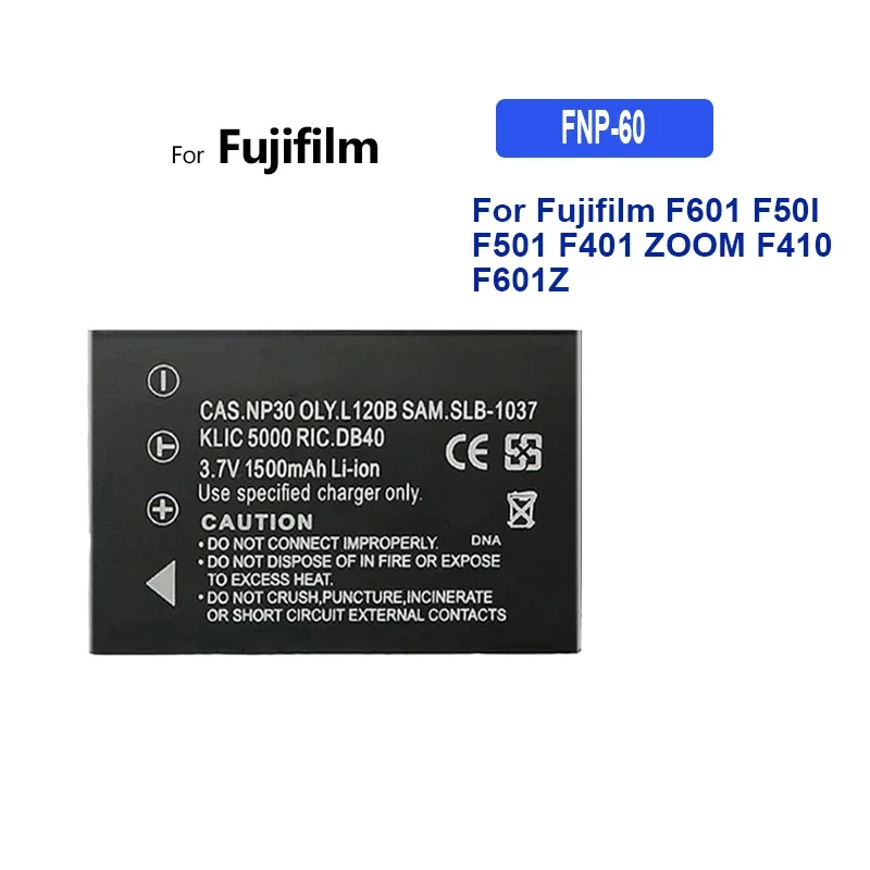 1400mAh Battery FNP60 NP60 SLB 1137 1037 K5000 D-Li2 Li-20B CNP-30 For Fujifilm F601 F50I F501 F401 ZOOM F410 Portable Batteria