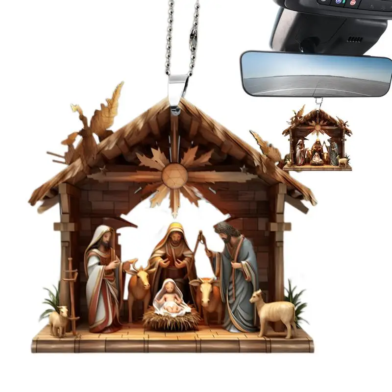 Weihnachtskrippe, Ornamente, die Geburt Jesu, Dekor, 2D-Acryl-Hängedekorationen für Weihnachtsbaum, 2025, Neujahrsgeschenke