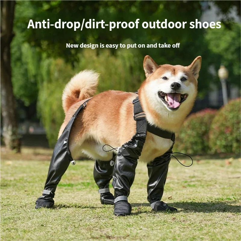 Outdoor dog shoes Waterproof Anti Slip Wear Resistant Dog Rain Boots Reflective Anti Drop Outdoor Dirty Proof Pet Shoes