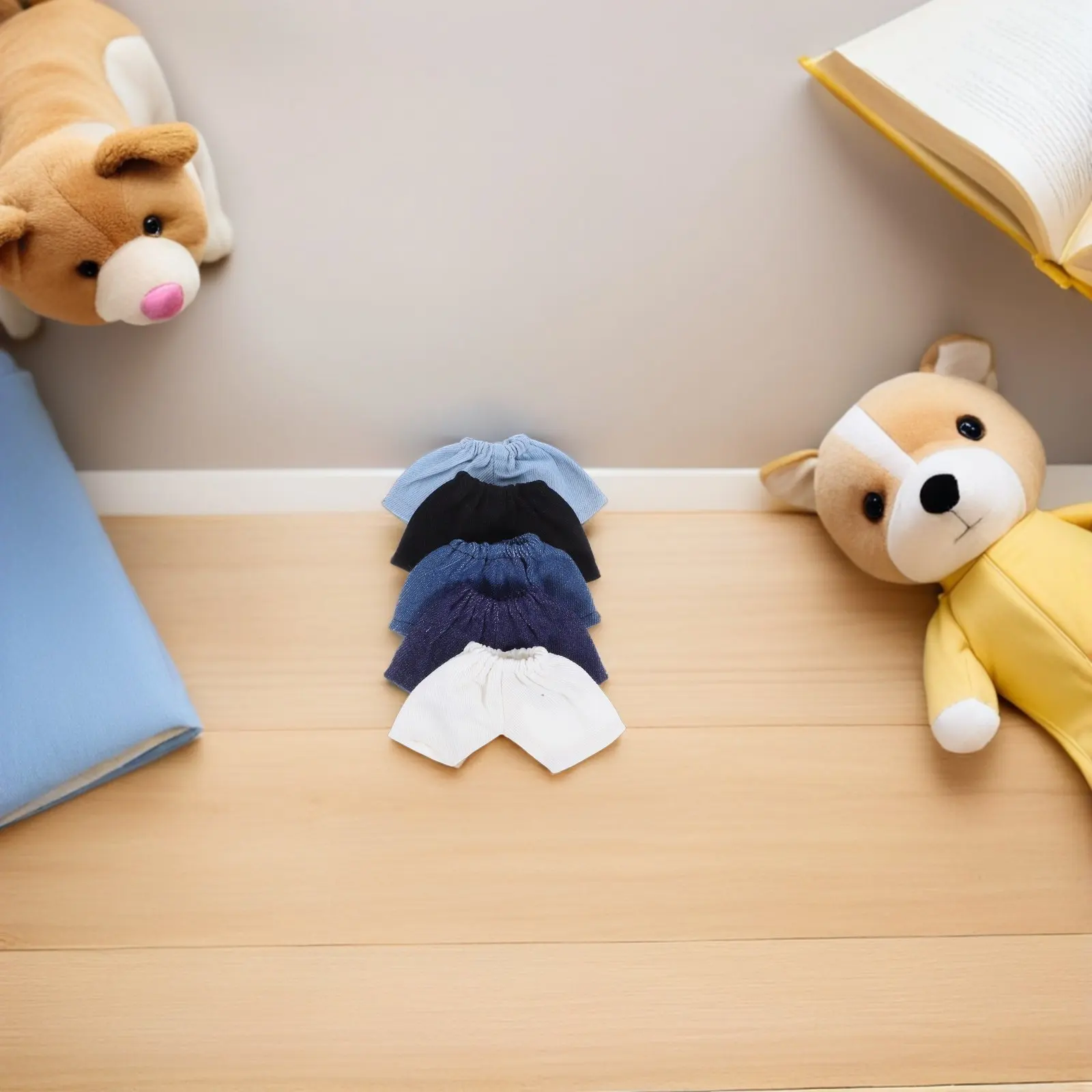 

Мини-шорты из мягкого материала с эластичной резинкой на талии, 5 шт., для мягких игрушек 20 см, разноцветные, для переодевания.