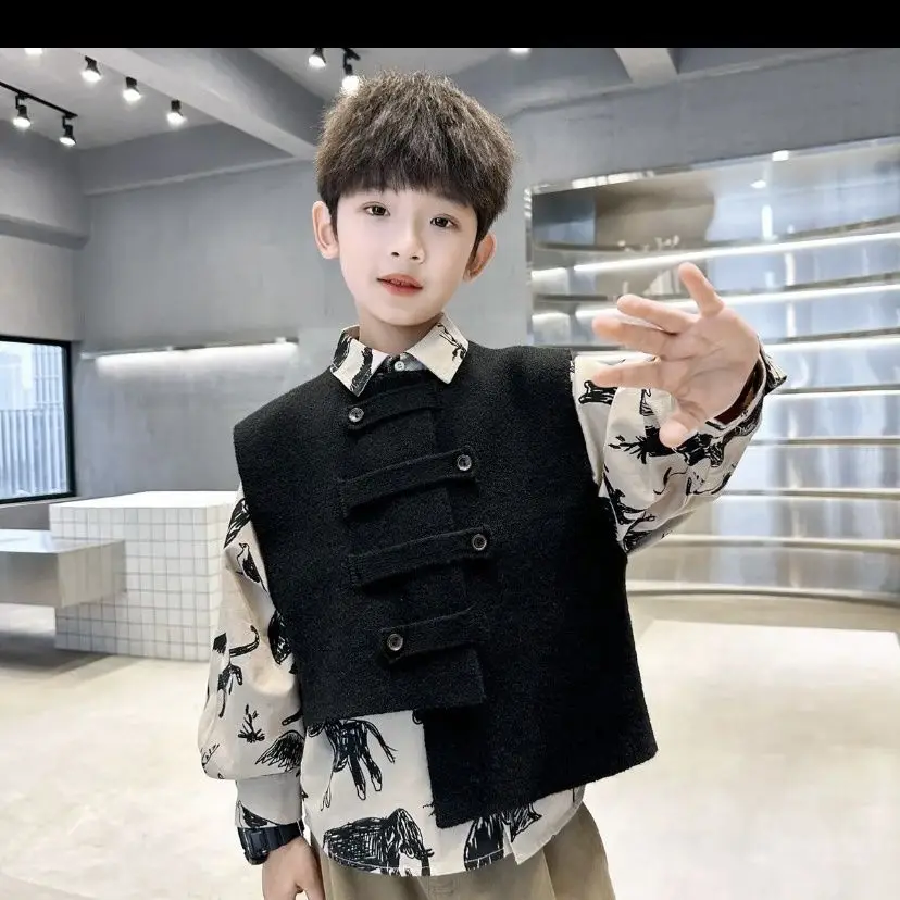 3 PCS set Spring Autumn Boy Clothing set Casual vest+ Shirt+ Pant Kid Children baby toddler boy korea designer clothes 2-10 year