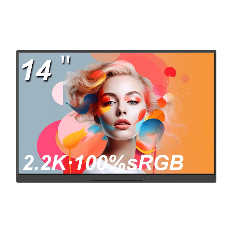 14inch Portable Monitor100%sRGB 2.2K 1400P FHD Travel MonitorUSB-C HIDM  External Second Computer Display for PC Mac Phone/PS4/5