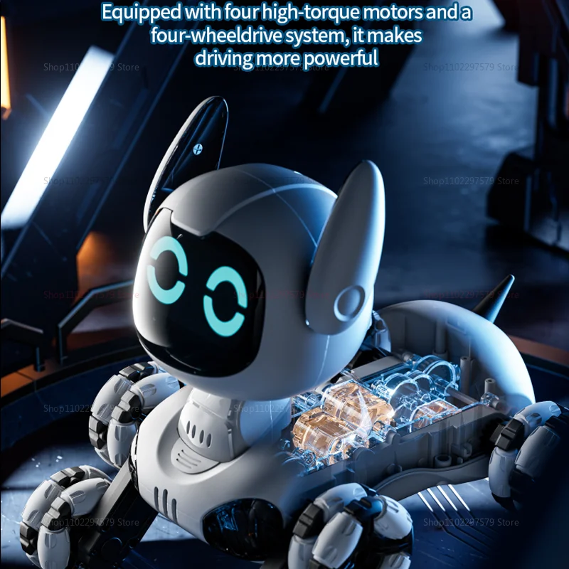 Y9 8WD RC Robot chien jouet avec détection de lumière et tactile musique cascadeur dérive électrique 2.4G télécommande jouet pour animaux de compagnie cadeau pour garçons filles