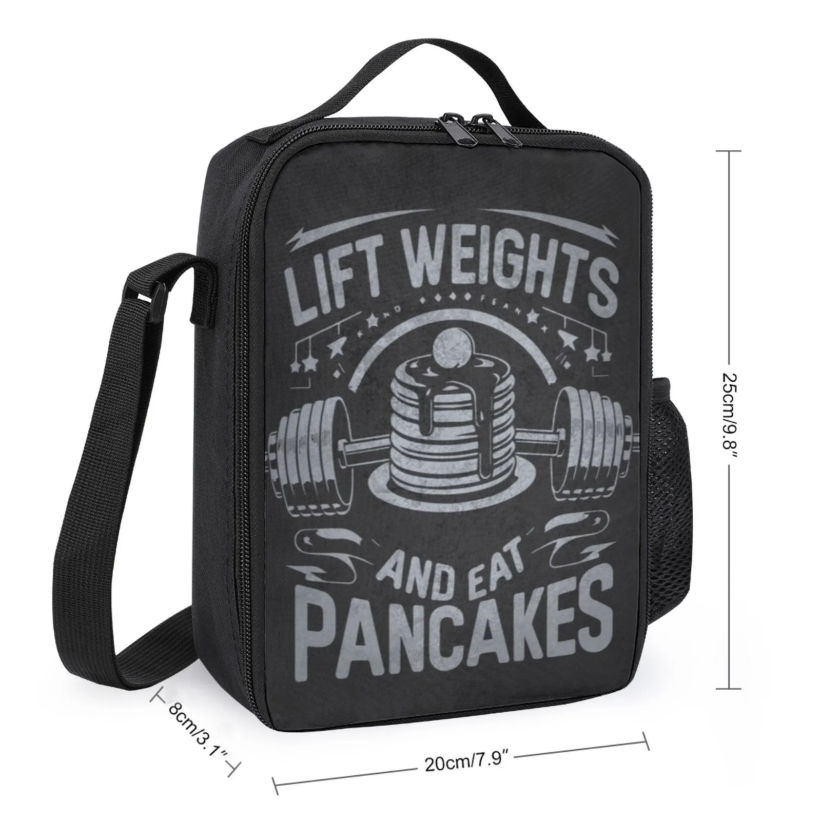 Lift Weights And Eat Pancakes Lonchera Printed Lunch Bag With Cooler Lunch Boxes For Food  Insulation Lunch Box Bag