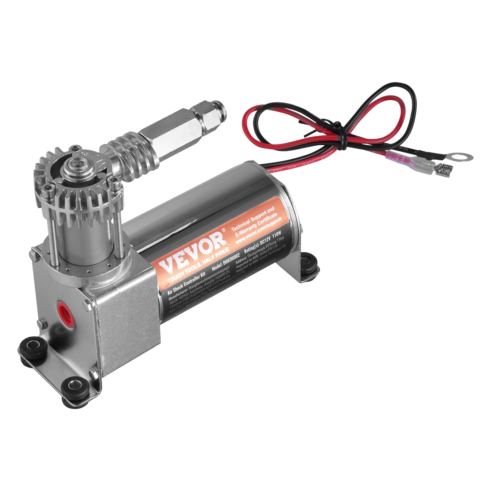 VEVOR Kit di Controllo Ammortizzatori Pneumatici 12 V 100 PSI Sistema di Compressore d'Aria di Bordo con Sistema a Percorso Singolo, Kit Compressore Sospensioni Pneumatiche, per Vari Veicoli, Nero