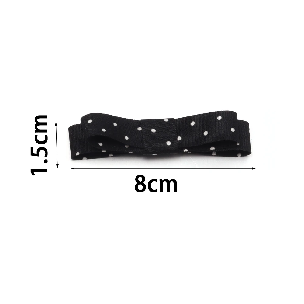 10 Stück/Set Doppellagige Satin-Polka-Dot-Schleifen Schwarz Weiß Schleife für Mädchen Frauen DIY Haarspange Kamm Kopfbedeckung Accessoires – Detail 1