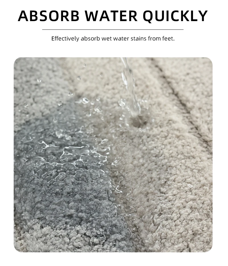 Badezimmerteppich Superabsorbierend Waschbare Bodenmatte Rutschfeste Matte Superfeine Faser Dicke Plüsch-Gummibodenmatte Plüsch-Duschvorleger – Detail 7