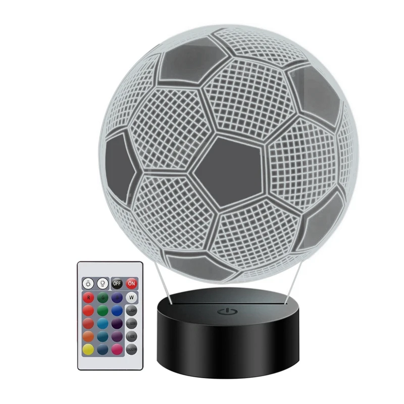 Football Lamp For Kids, 3D Illusion Night Light, 16 Colors, Remote Control, Ideal Gift For Boys,-A69E