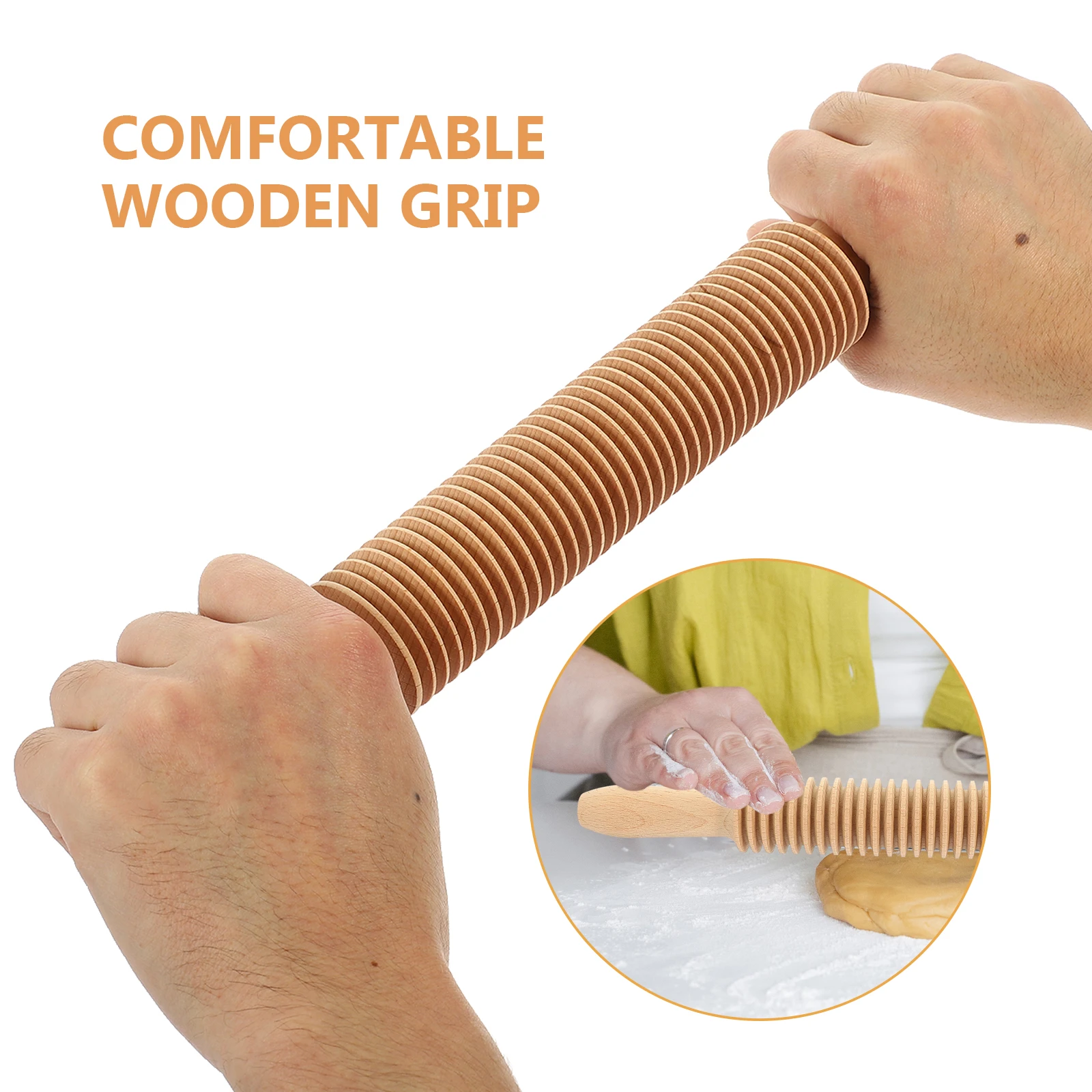 

1pc Wooden Rolling Pasta Noodle Lattice Roller Dough Spaghetti Kitchen Tools Spaghetti Maker Handheld Device