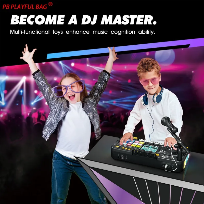 Controlador mezclador de DJ multifuncional de simulación para niños, reproductor de DJ de órgano electrónico, juguete de entretenimiento musical, regalos de navidad, 2025