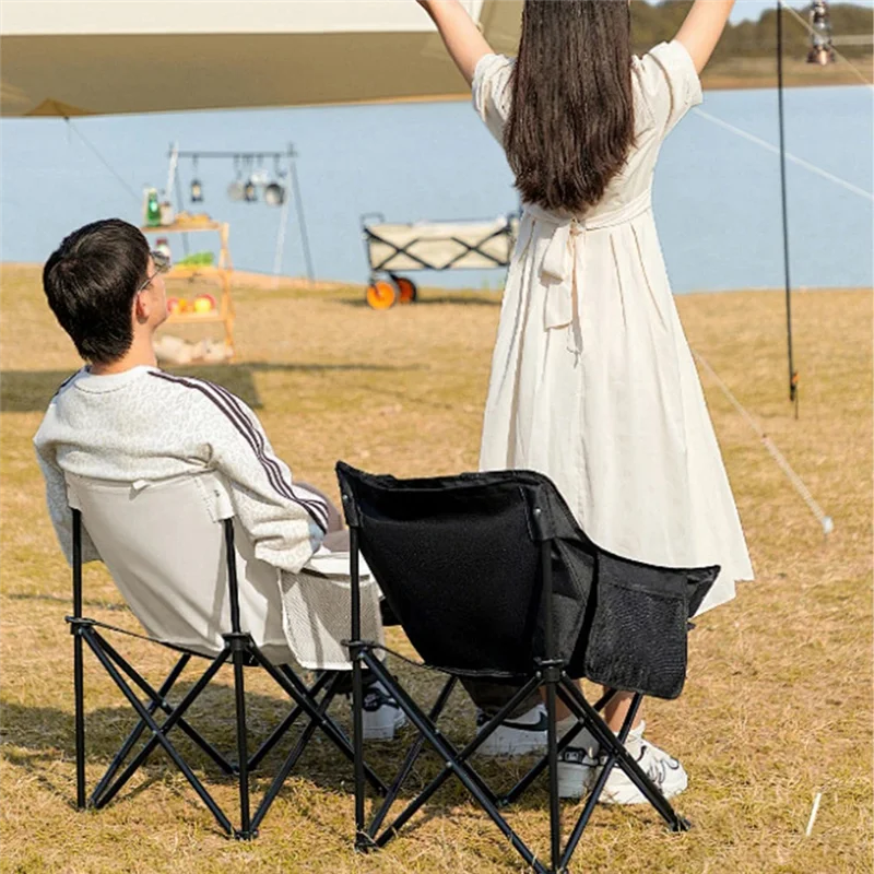 

ABFU-Portable Beach Chair Backrest Stool Lazy Moon Chair Outdoor Super Heavy-Duty Folding Chair Outdoor Beach Chair