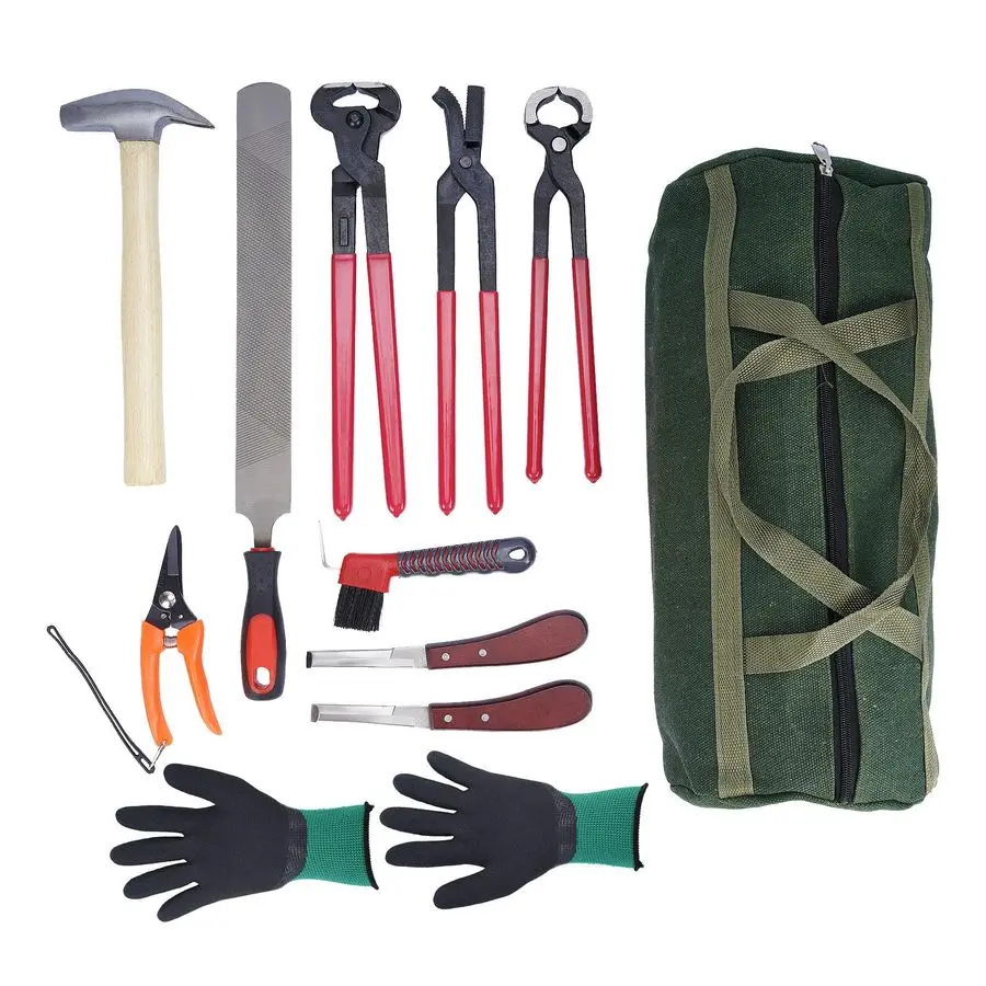 

12PCS Farrier Tools Kit Includes Horse Hoof Nipper, Horseshoe Cutting Pliers, Hoof Nail Clincher, Goat Hoof Trimmers Shear, Hoof