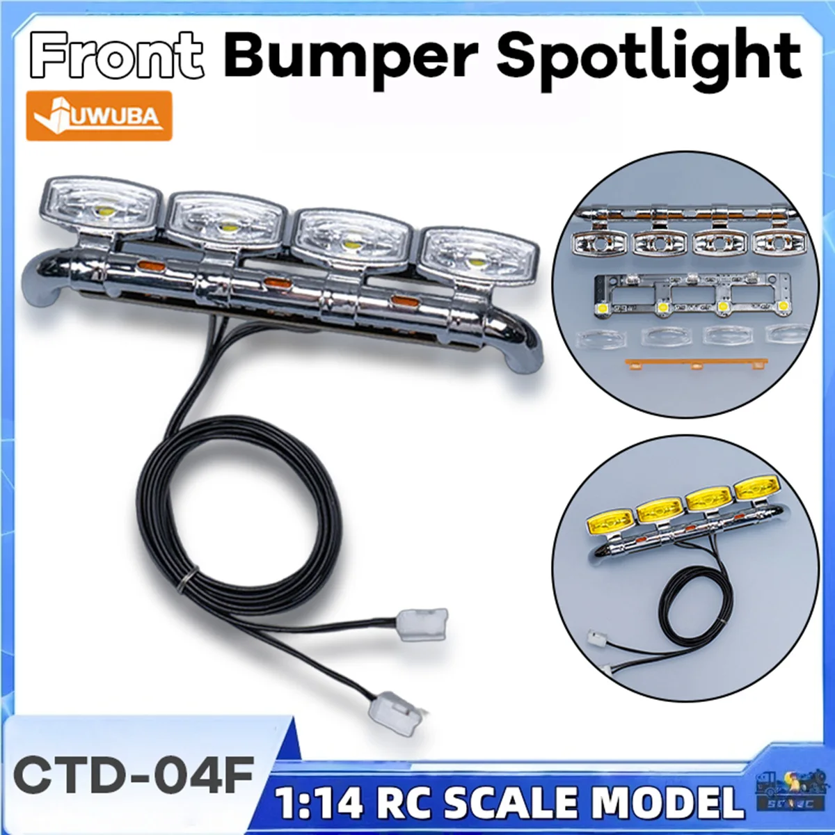 770S Front Bumper Spotlight Headlight CTD-04F White Yellow Plastic For /14 Tamiyaa RC dump Truck Tractor JUWUBA Toys Model Parts