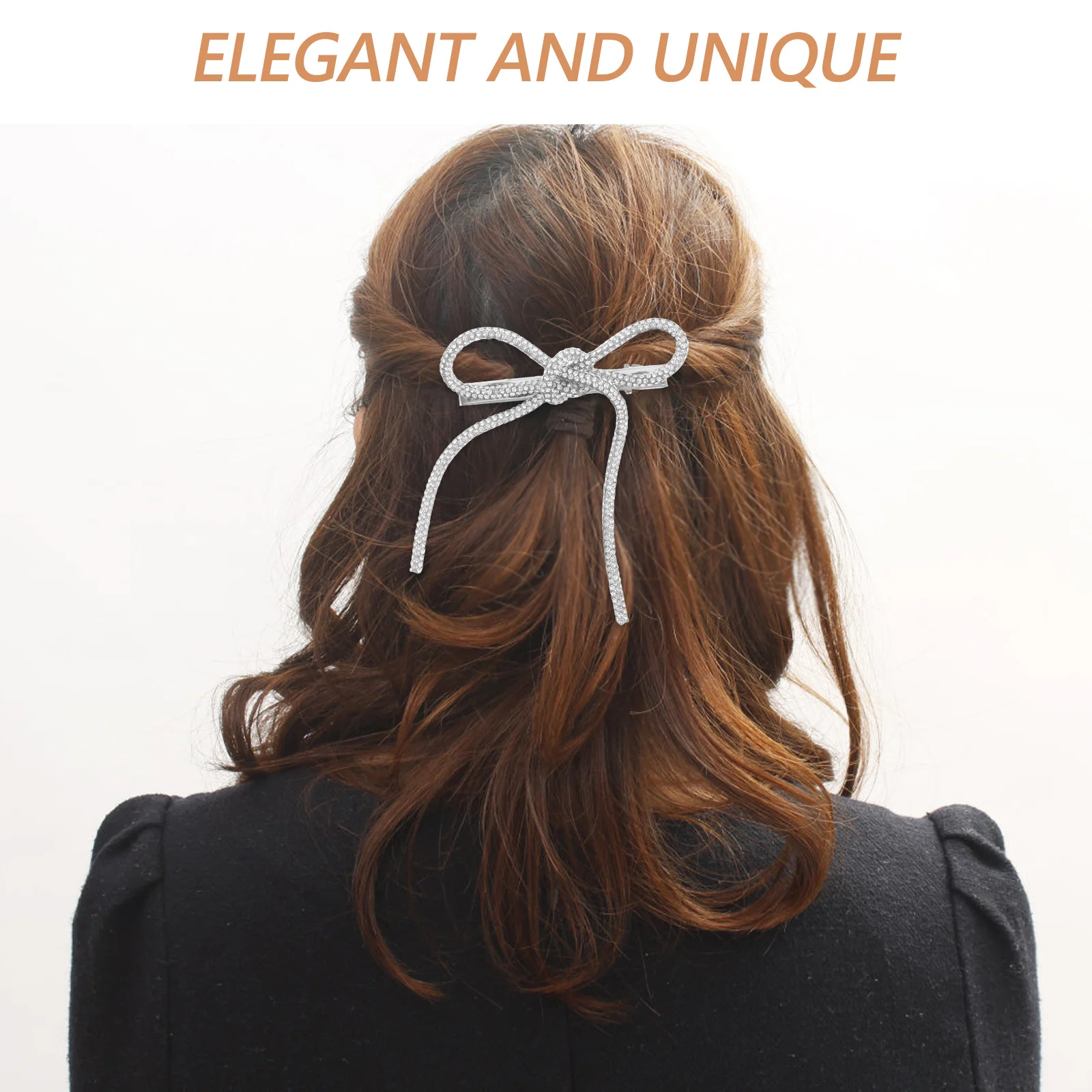 2Pcs Wedding Hair Clips Rhinestone Bow Bridal Hair Accessories Non Slip Jeweled Barrettes for Formal Events Prom Party