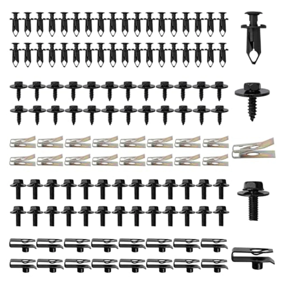 125pcs Auto FScrew Bolt Auto Fastener Clips U-clamp Kit Car Panel Body Trim Clip Body Undertray for cross Washers U Clip