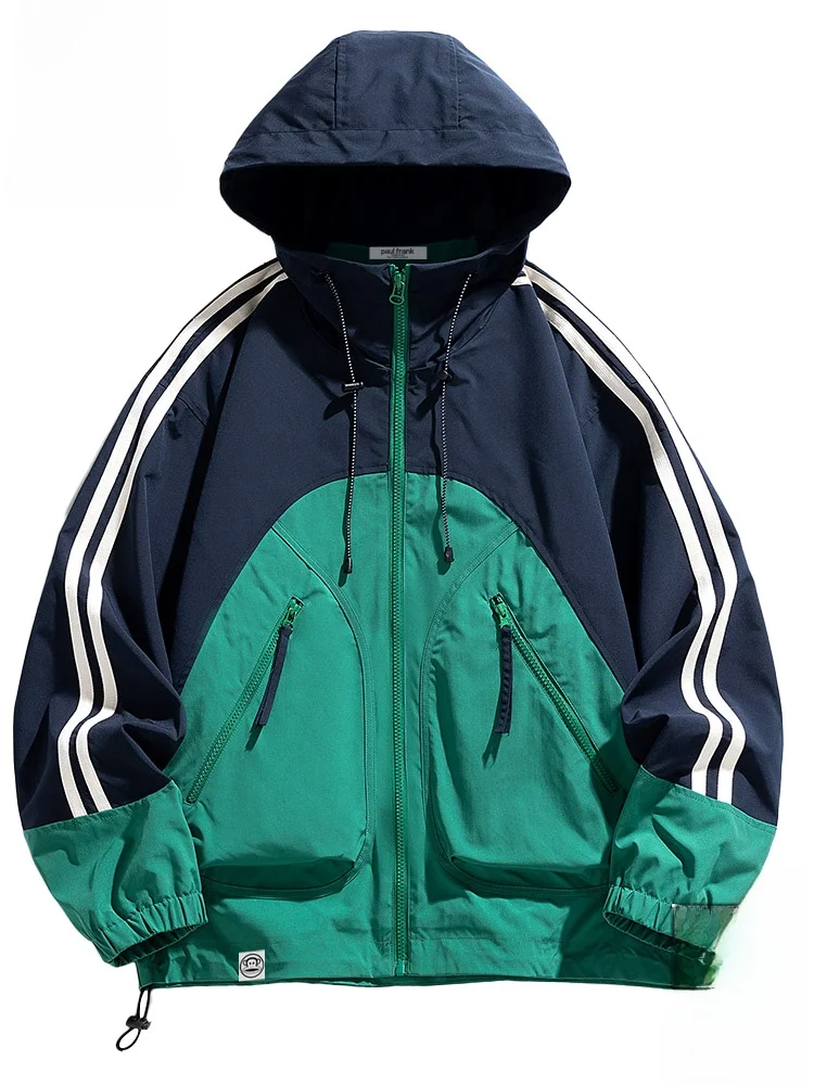 

Куртка PaulFrank M с капюшоном, повседневная, свободного кроя, осенняя, для молодежи, на молнии, износостойкая, из смеси хлопка и полиэстера