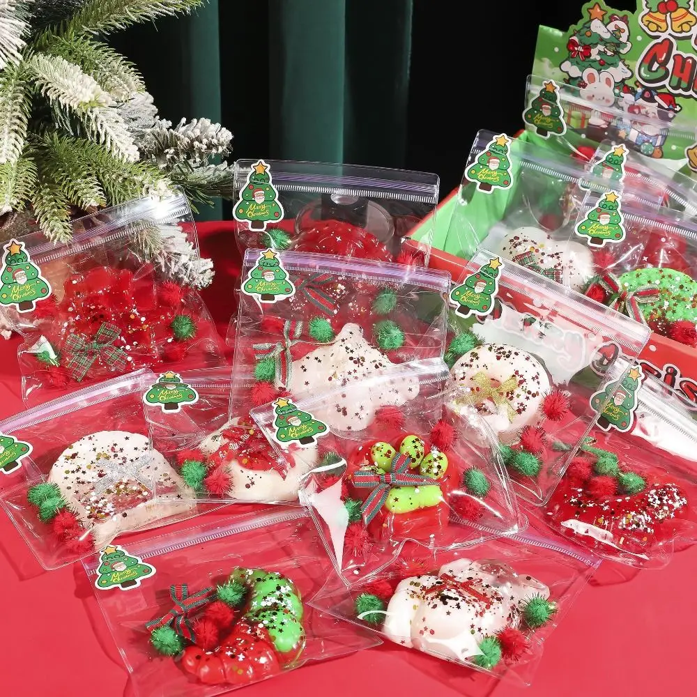 Pétrissage noël chat patte presser jouets rebond lent Silicone dessin animé beignet jouet bonhomme de neige 3D arbre de noël pincement jouet enfants