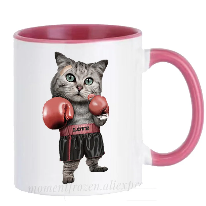 

Boxing Cat Coffee Mugs Tea Cup Father Papa Daddy Kids Dad Gifts Coffeeware Home Decal Teaware Milk Tableware Beer Wine Drinkware