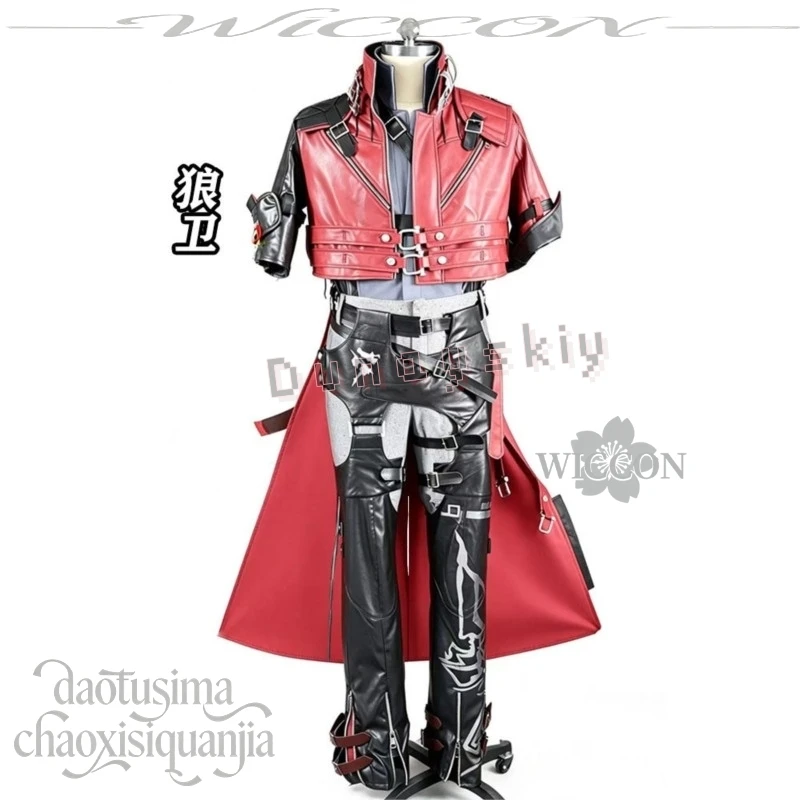 Anime Game Arknights Endfield Wulfgard Leather Cosplay Costume Stand Collar Cropped Biker Jacket Long Back Tail Cape Halloween view 6
