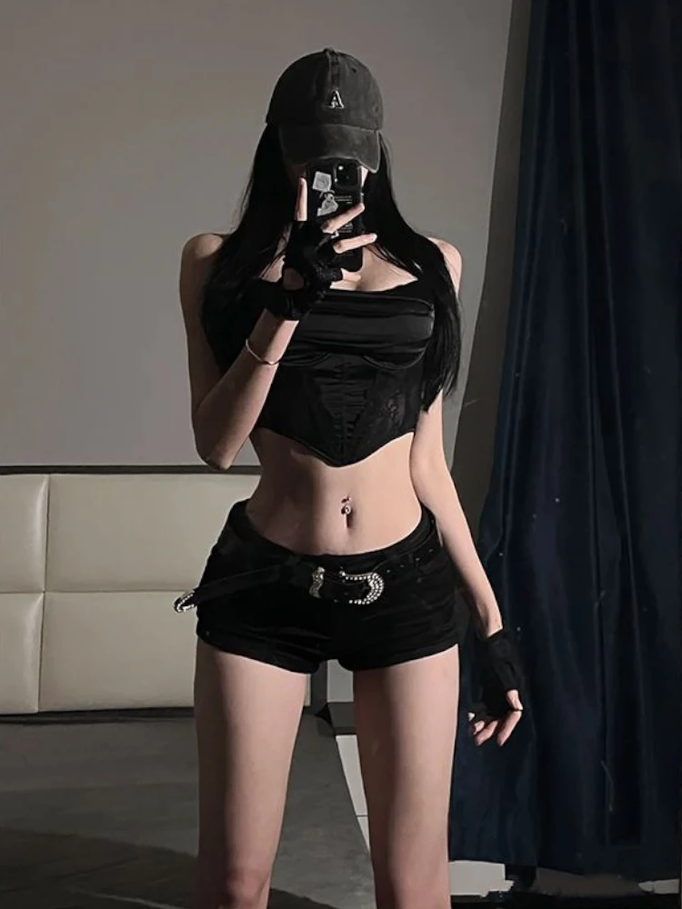 

American Sle, сексуальный облегающий эластичный джинсовый костюм с низкой талией, супер ort, женский, новинка 2025 года, облегающий облегающий костюм с широкими штанинами, горячие orts