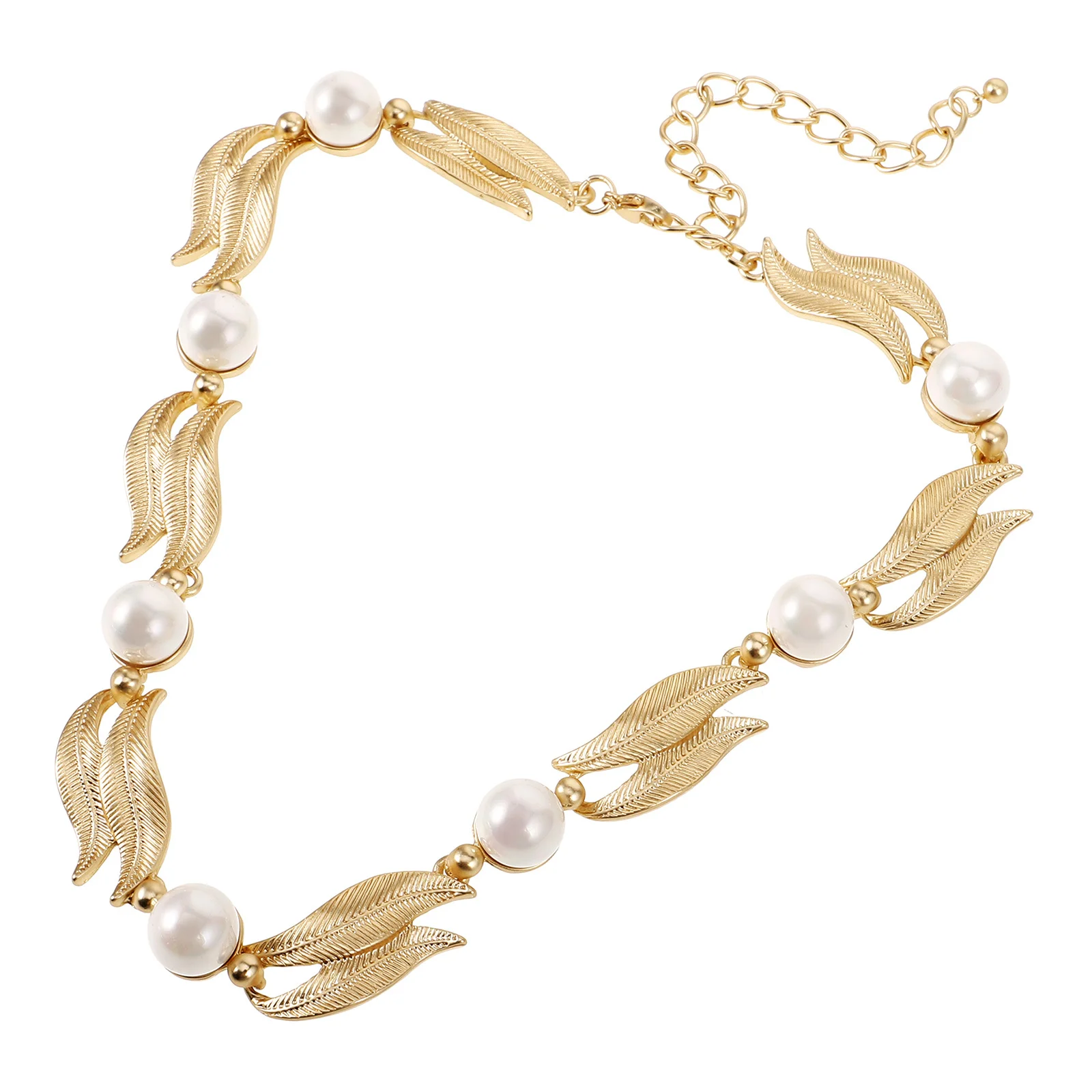 

Pearl Necklace Clavicle Chain Fashion Choker For Women Artificial Pearl Leaf Design Neck Jewelry Stylish Female Accessory