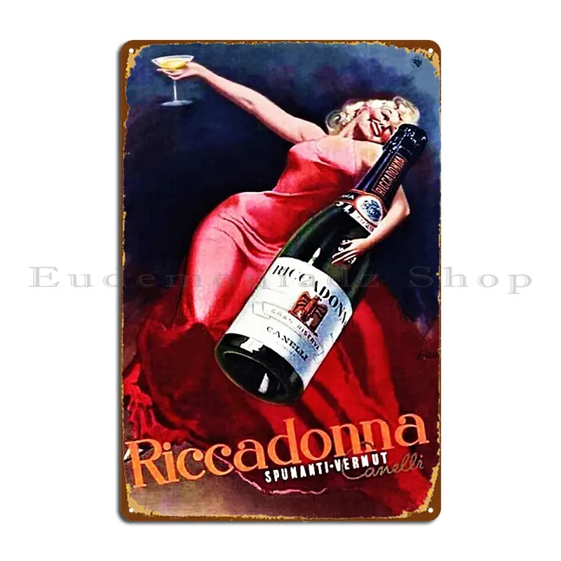 Vintage Riccadonna Spumanti Vermut Canelli Lithograph Wall Art Metal Sign Printing Create Designs Designing Tin Sign Poster