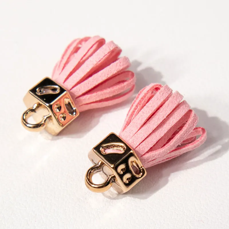 10/20/30 pçs 25mm couro borla franja chaveiro cinta jóias fibra franja camurça borla chaveiros para diy jóias acessórios