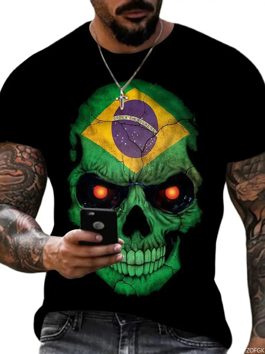 

2025 Design Skull Team 3D T-shirt for Men and Children, Hip-hop O-neck short-sleeved men's football T-shirt Super