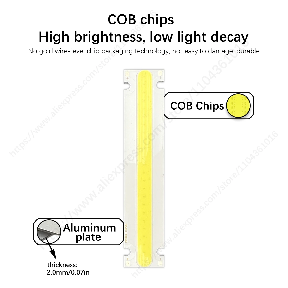 Dimmable 100x20MM 8W LED Light COB Strip Lamp 6-7V DC Super Bright Rectangle Bulb Warm Natural Cold White DIY for Lights