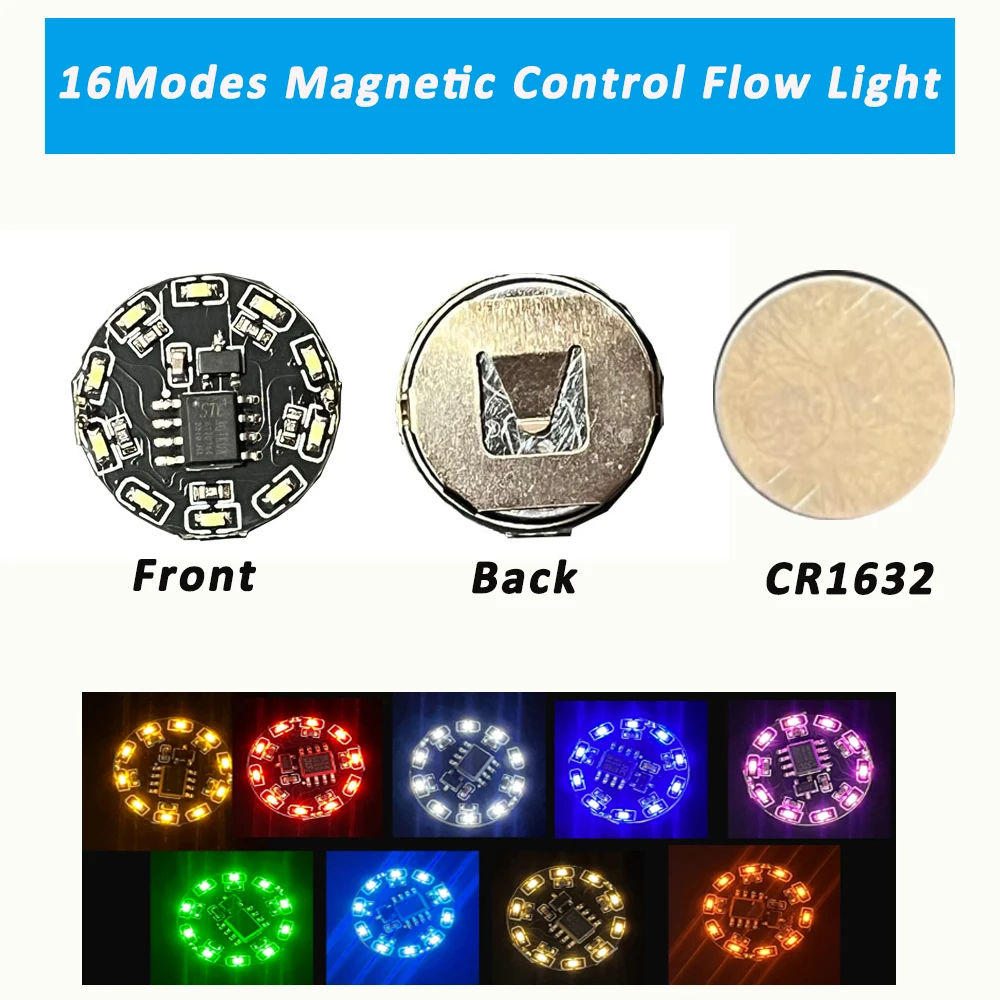 16 trybów bezprzewodowy magnetyczny przełącznik lampy LED sterowanie płynące światła z baterią CR1632 zabawki roboty/samochody/dekoracja/Diorama 1 szt.