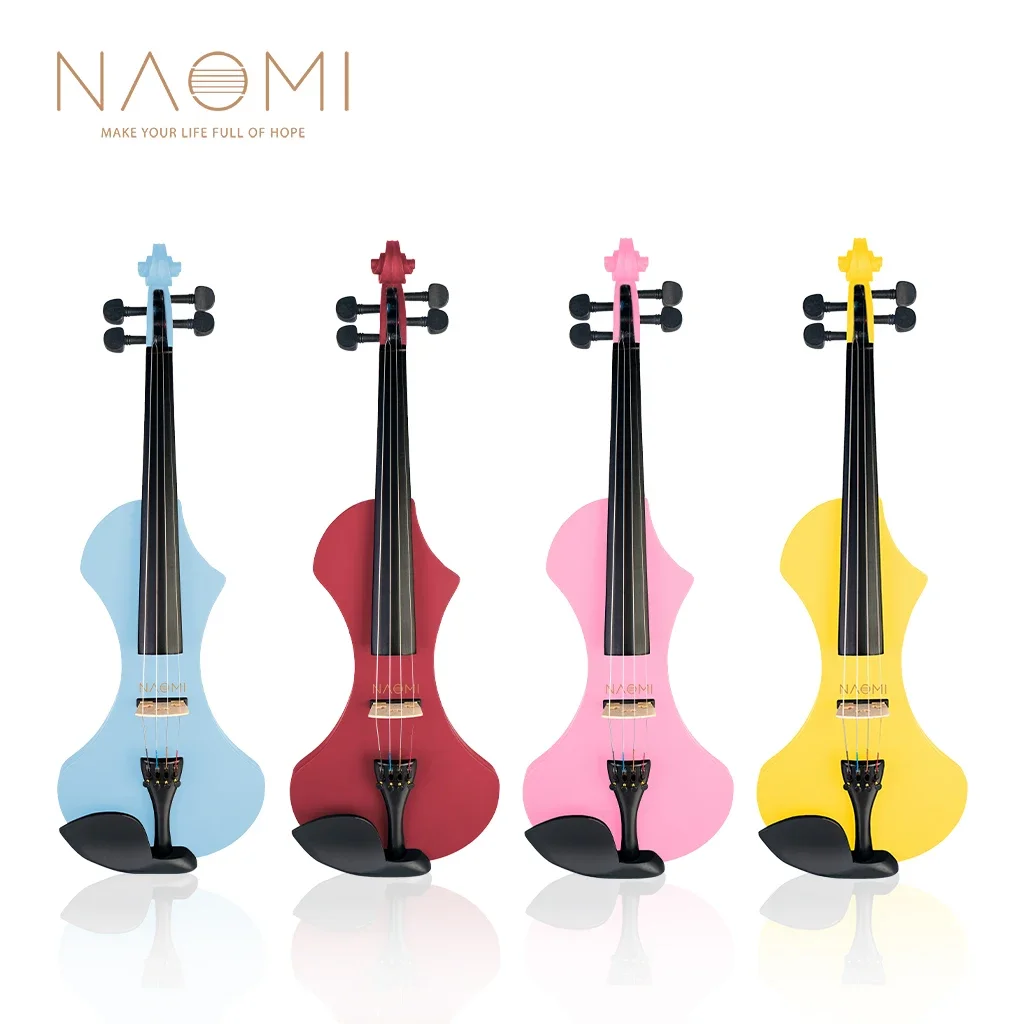 NAOMI Electric Violin 4/4 Fiddle Set W/ Solidwood Electric Violin+Rosin+ Brazilwood Bow+Audio Cable+Canvas Violin Case