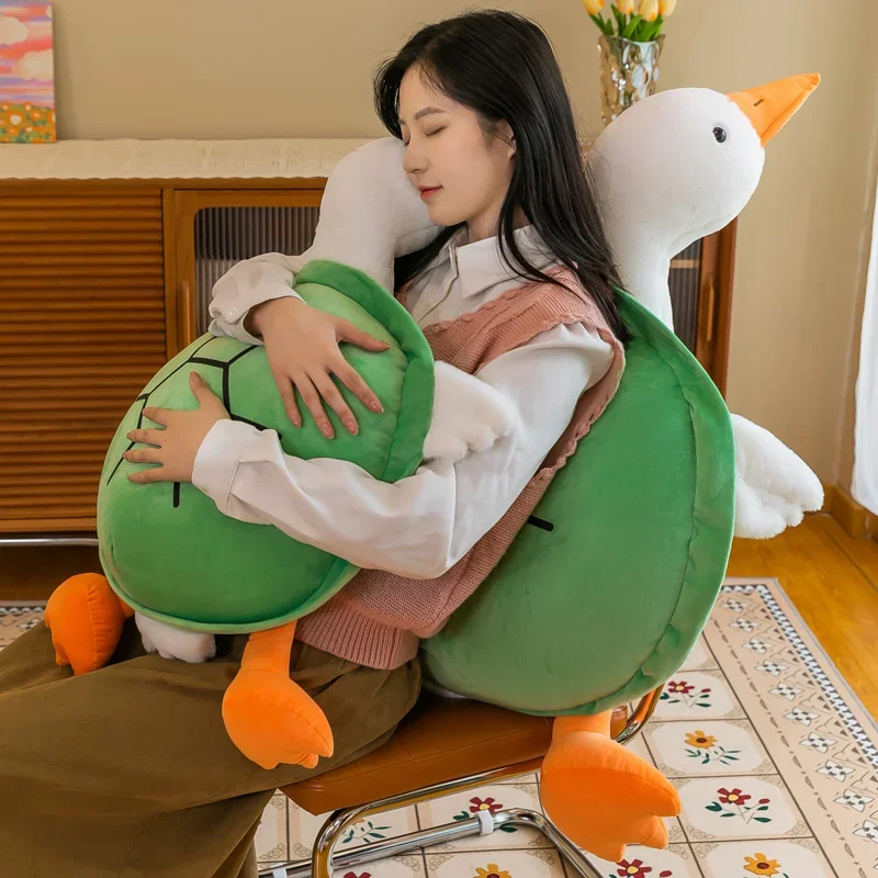 Kawaii เต่าเปลี่ยน Big White Goose Plush โยนหมอนของเล่นน่ารักตุ๊กตาเต่าตุ๊กตาน่ารักสัตว์นุ่มของเล่นเด็กของขวัญ