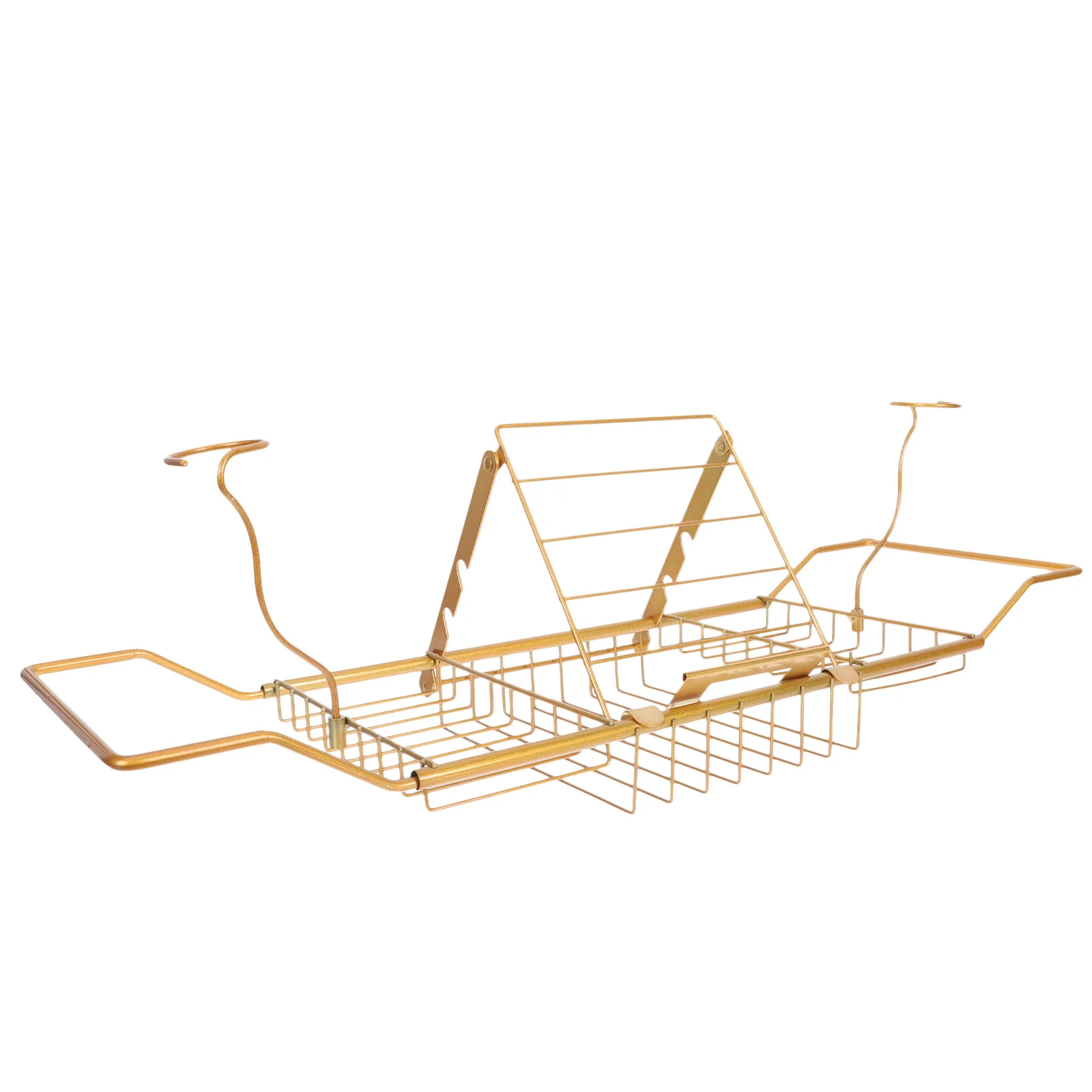 

Retractable Bathtub Rack Stainless Steel Bath Tub Shelf For Phone Tablet Wine Glass Storage Holder Anti-Slip Organizing Tray