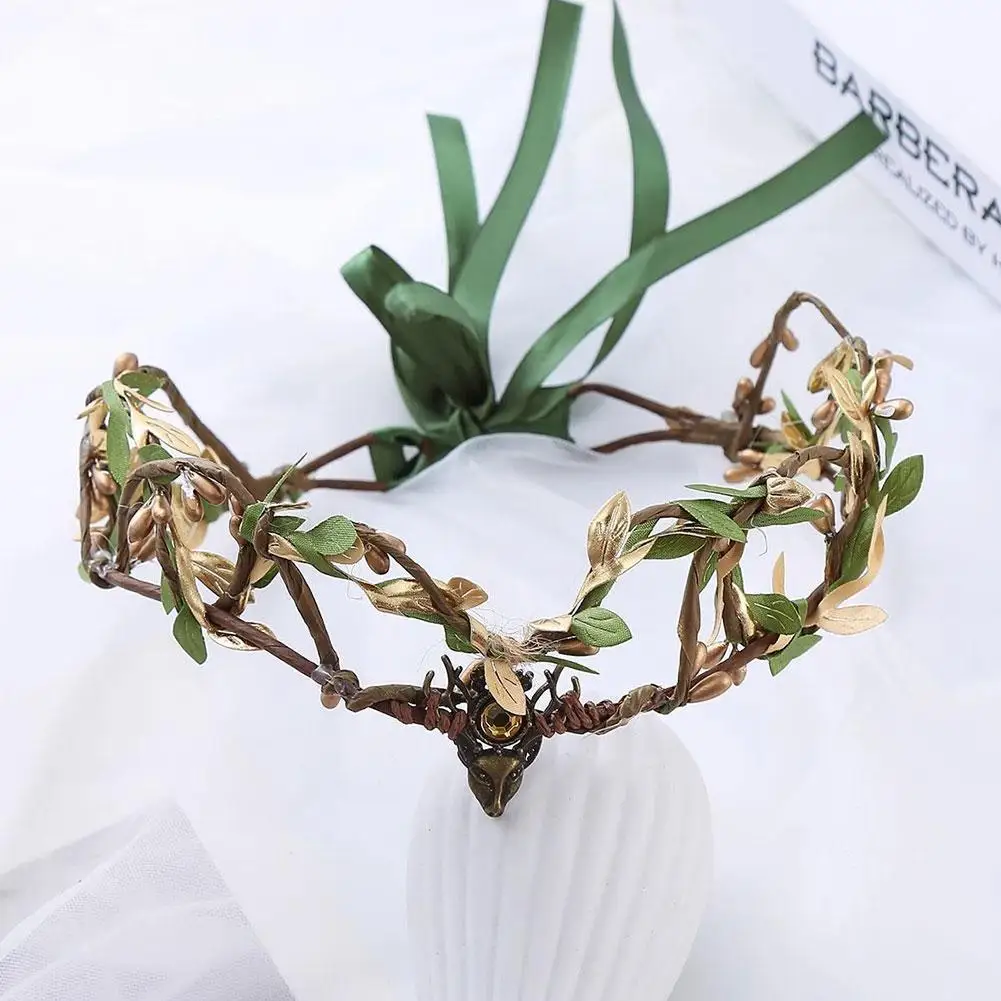 Corona de elfo Tiara de elfo, tocado de vid, diadema de bruja de hadas, diadema gótica, accesorios de boda para novia del bosque, corona de vestido