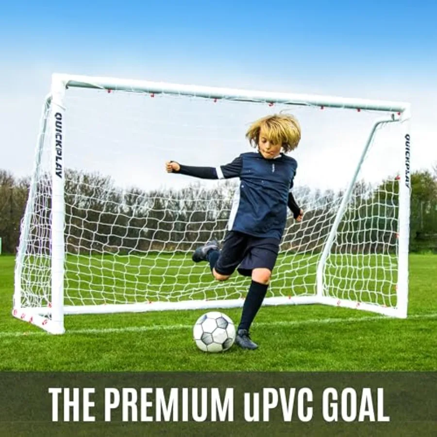 Portería de fútbol QuickPlay Q-Fold, diseño plegable de 30 segundos para una fácil instalación, red portátil para patio trasero, poste de portería resistente a la intemperie