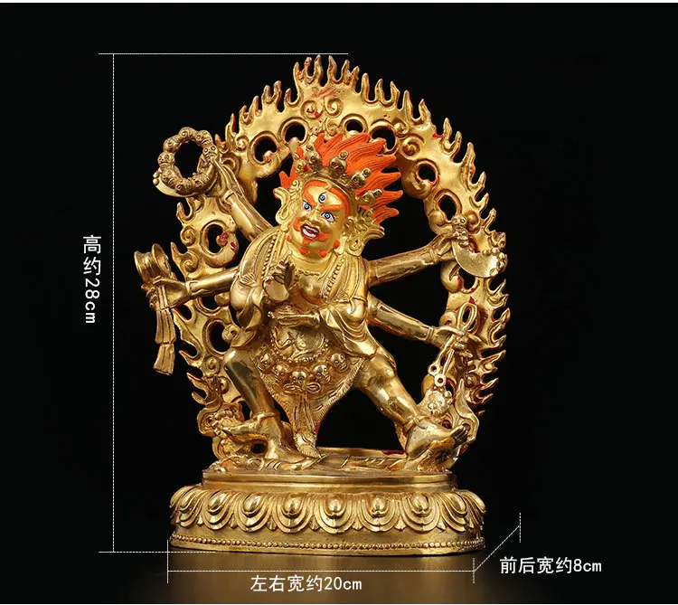 LARGE # HOME hall efficacious Protection Talisman Tibetan Buddhism gold-plated gilt Six arm Maha GaLa buddha statue