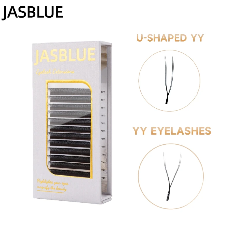 JASBLUE U-shaped YY Eyelash Extension Soft Natural False Eyelashes YY Black Lashes  0.07mm 12 Lines