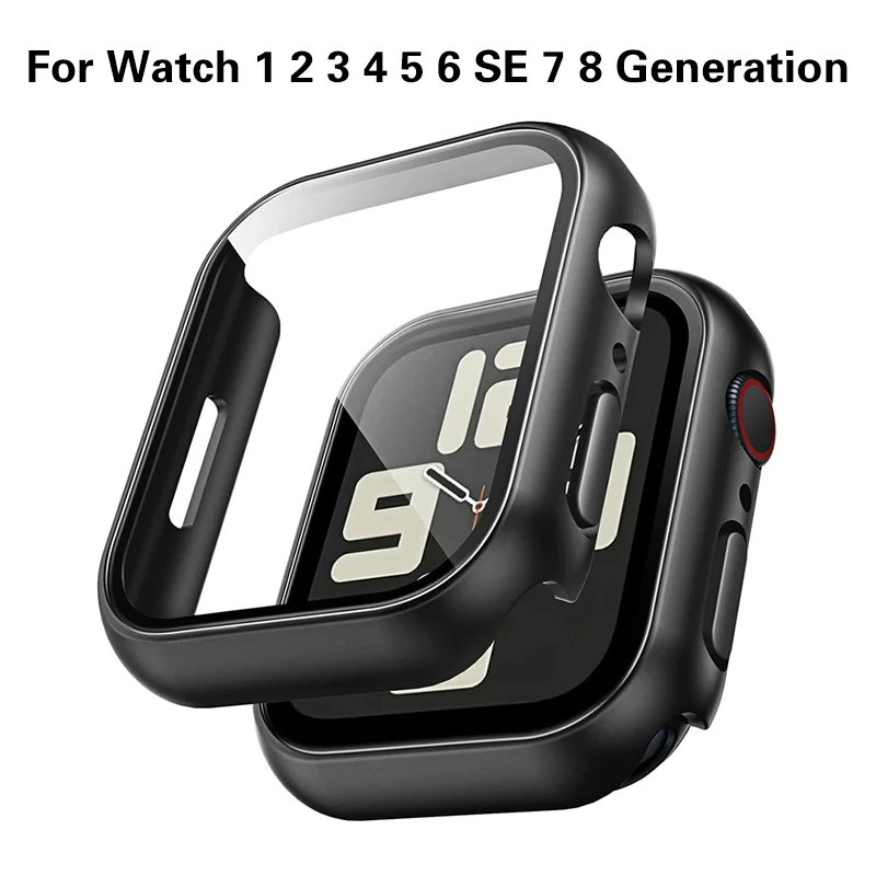 Tempered Glass+case For Apple Watch Series 9 8 7 41mm 45mm Correas Pc Bumper Screen Protector Cover Watch 6 5 4 Se 44mm 40mm