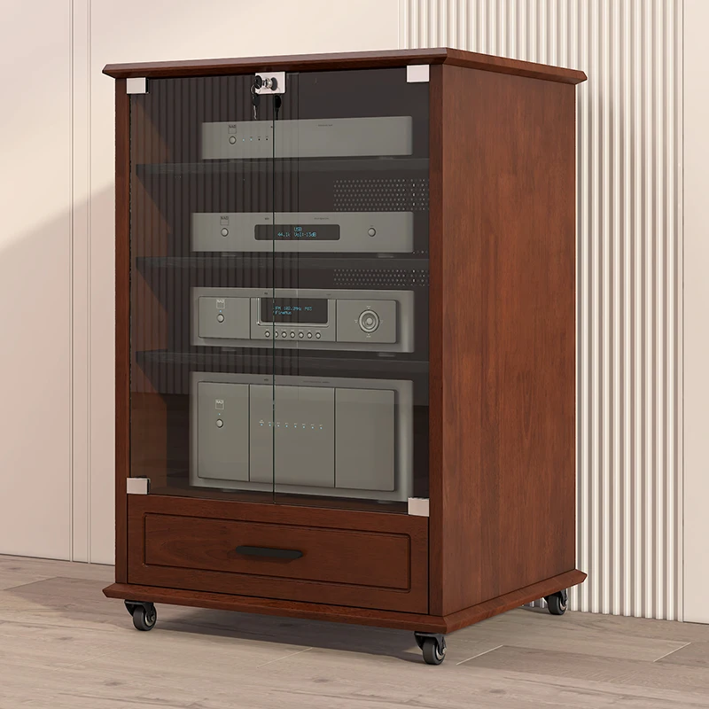 Zhiya version solid wood power amplifier cabinet professional audio cabinet home theater with lock equipment cabinet audio cabin