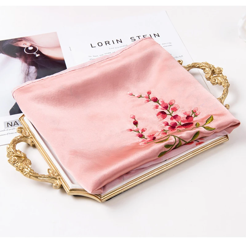 Shawl Silk Scarf Women's Spring Autumn Traditional Chinese Style Decorative Creative Gift Practical High Sense Embroidery Flower