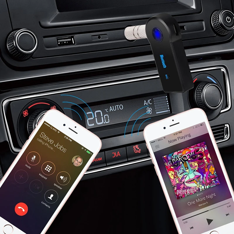 2 in 1 Aux Car Bluetooth Receiver 5.0 Interface 3.5mm Wireless Audio Adapter Hands Free Call Conversion Bluetooth Transmitter