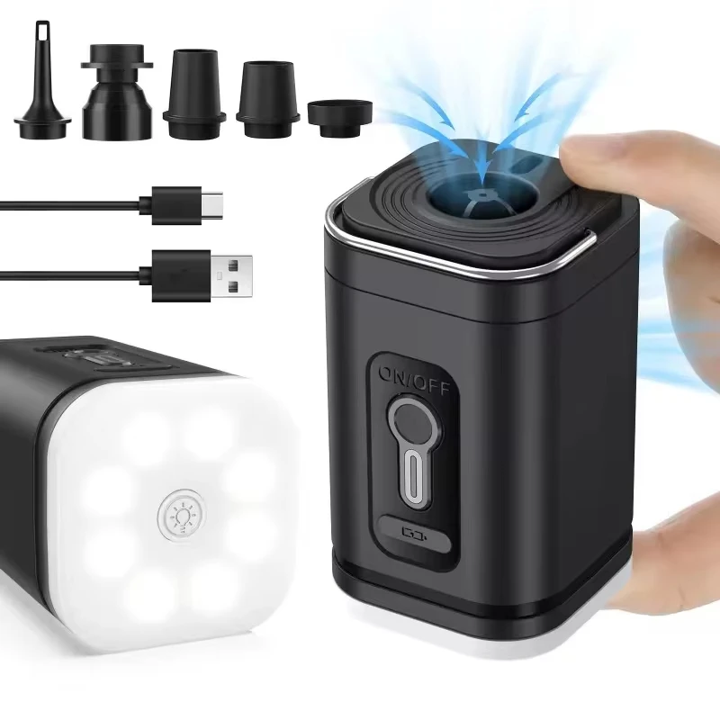 

Mini Inflator Pump Outdoor Camping Mini Wireless Portable Illumination Air Pump Electric Pumping and Inflating with LED Light