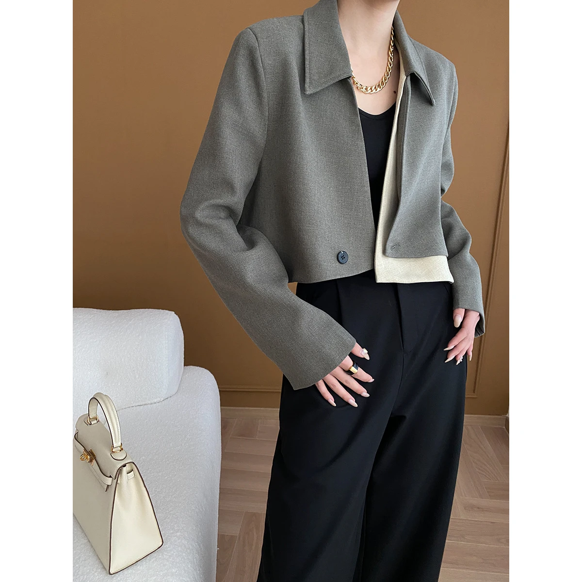 2024 Women Spring Long Sleeve Cool Blazer Jacket Coat Women Casual Patchwork Short Coats Femme Overcoat Streetwear Tops