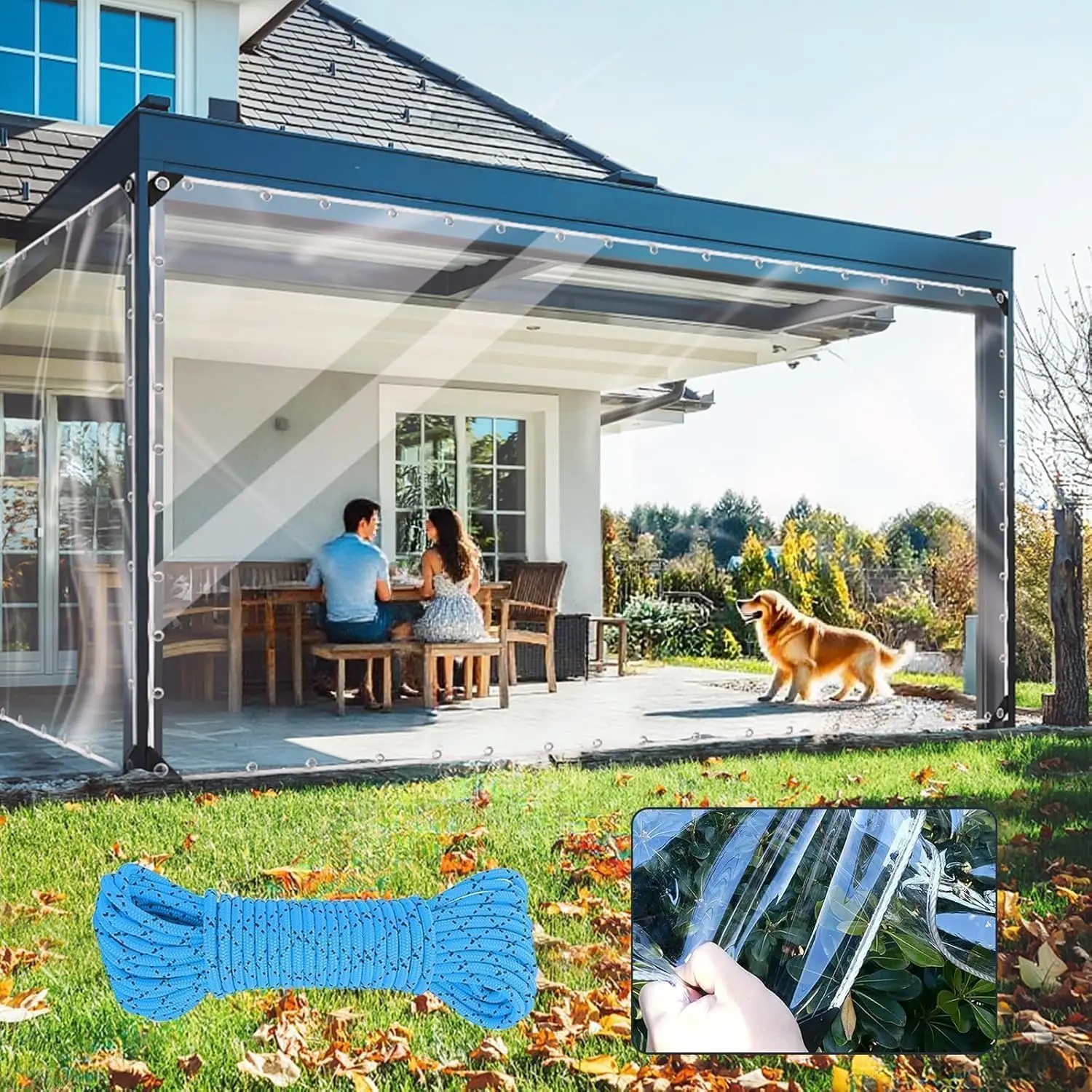 

Clear Tarp with Grommets 6x10ft Transparent Heavy Duty Water Resistant Tarp Cover with Reinforced Edge 14Mil Thickened Tear Resi