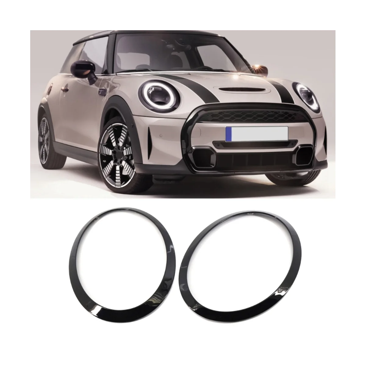 Left Front Headlight Trim Ring 51712355791 for BMW Mini Cooper F55 F56 F57 14-21 Head Light Lamp Frame Eyebrow Cover