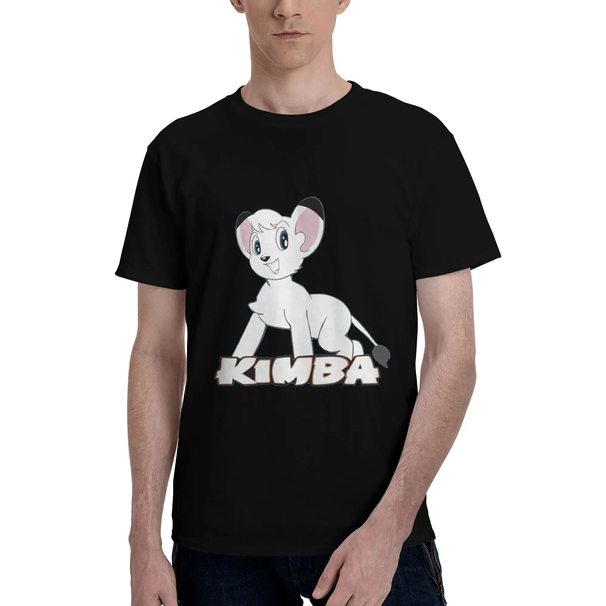 

Футболка Kimba White Lion из 100% хлопка, мужские классические футболки, мужские футболки с круглым вырезом и коротким рукавом, S-6XL