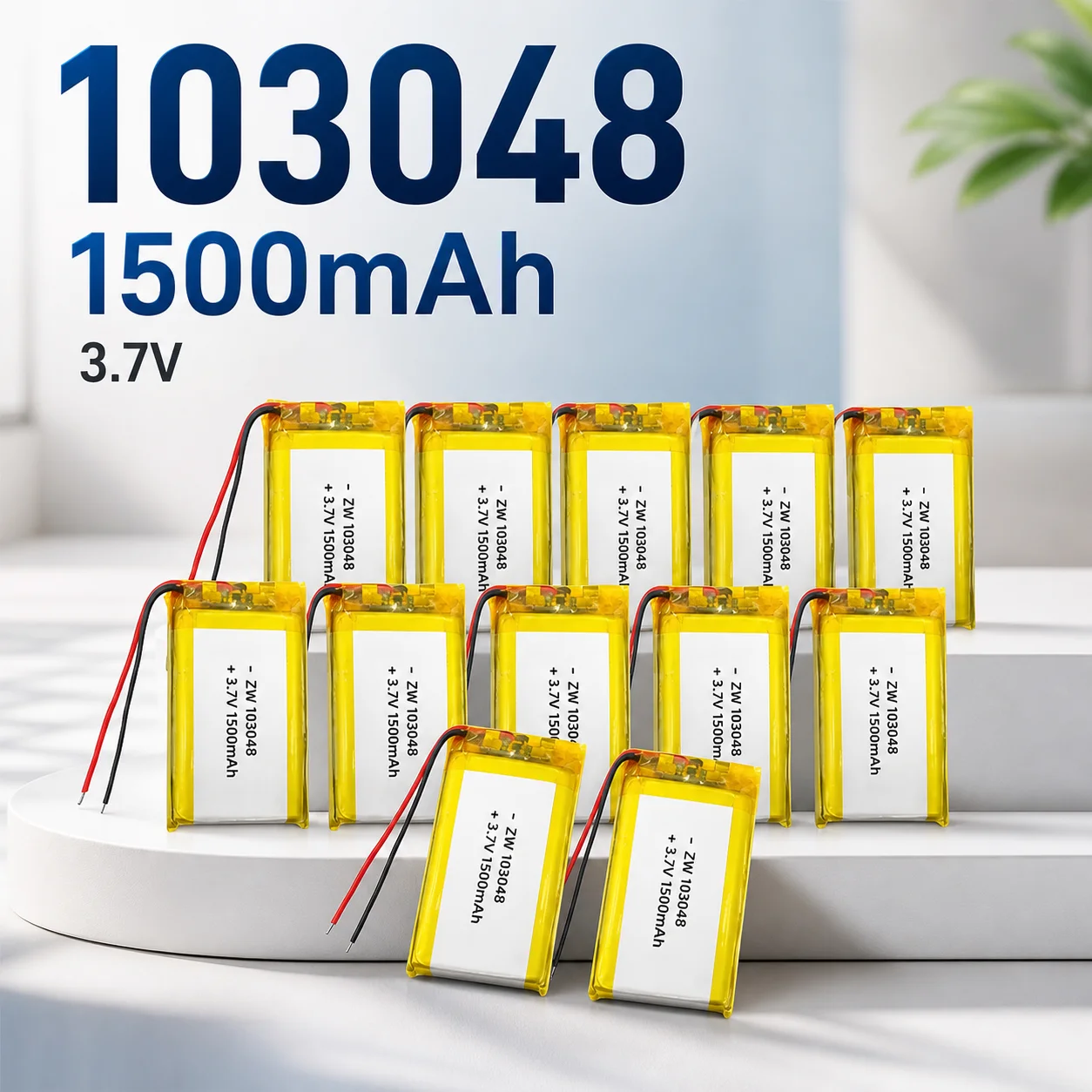 Lithium Polymer Battery 103048 1500mAh 3.7V Rechargeable LiPo with PCB Protection Board, PH2.0 or XH2.54 Connector Options