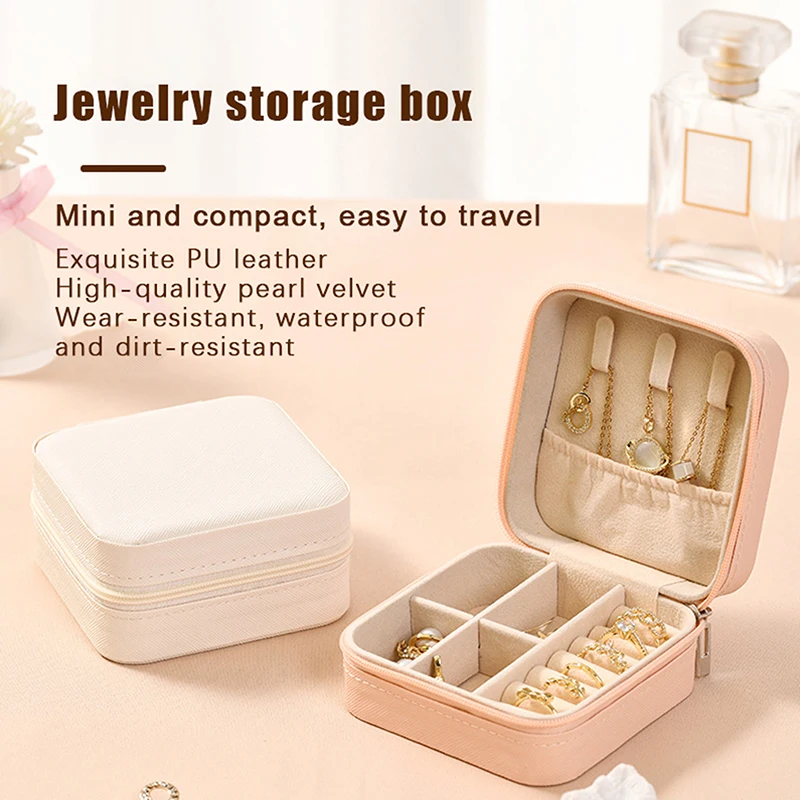 1pcs Single Layer Storage Box Ladies Travel Leather Jewelry Box Classic Black Pure White Fashion Pink Storage Box