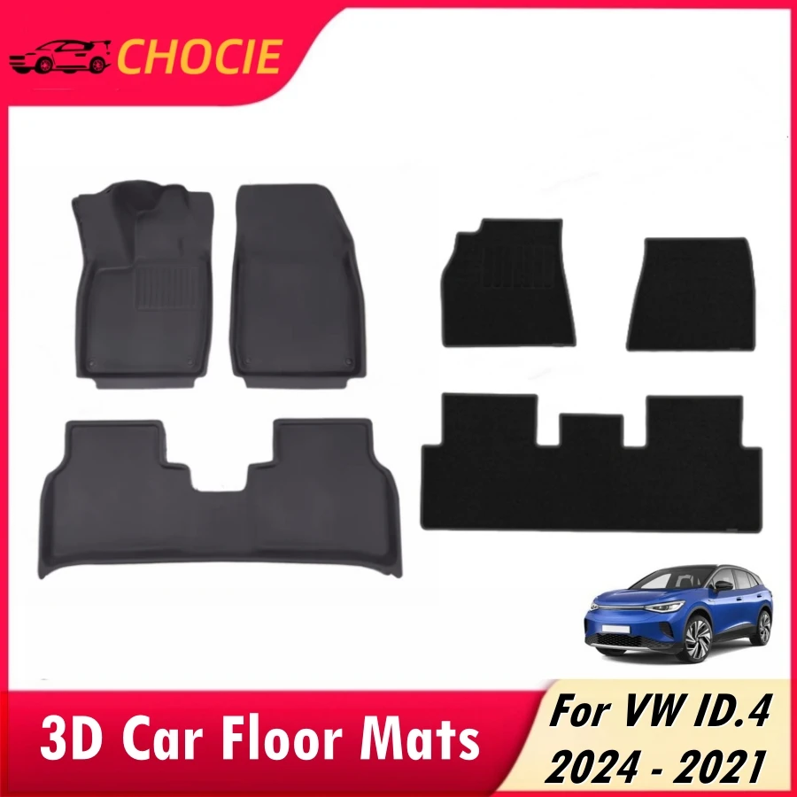 3D Car Floor Mats For VW ID.4 2024 2023 2022 2021 All-weather Protection Dustproof Fit Volkswagen ID.4 Waterproof Floor Liner