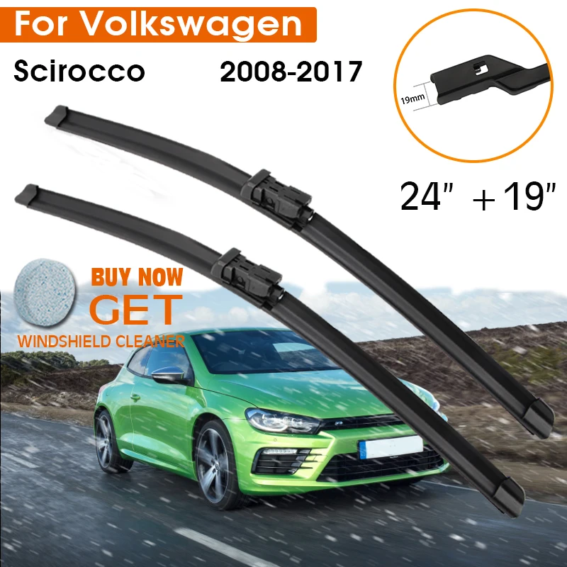 

Car Wiper Blade For Volkswagen Scirocco 2008-2017 Windshield Rubber Silicon Refill Front Window Wiper 24"+19" LHD RHD Accessorie